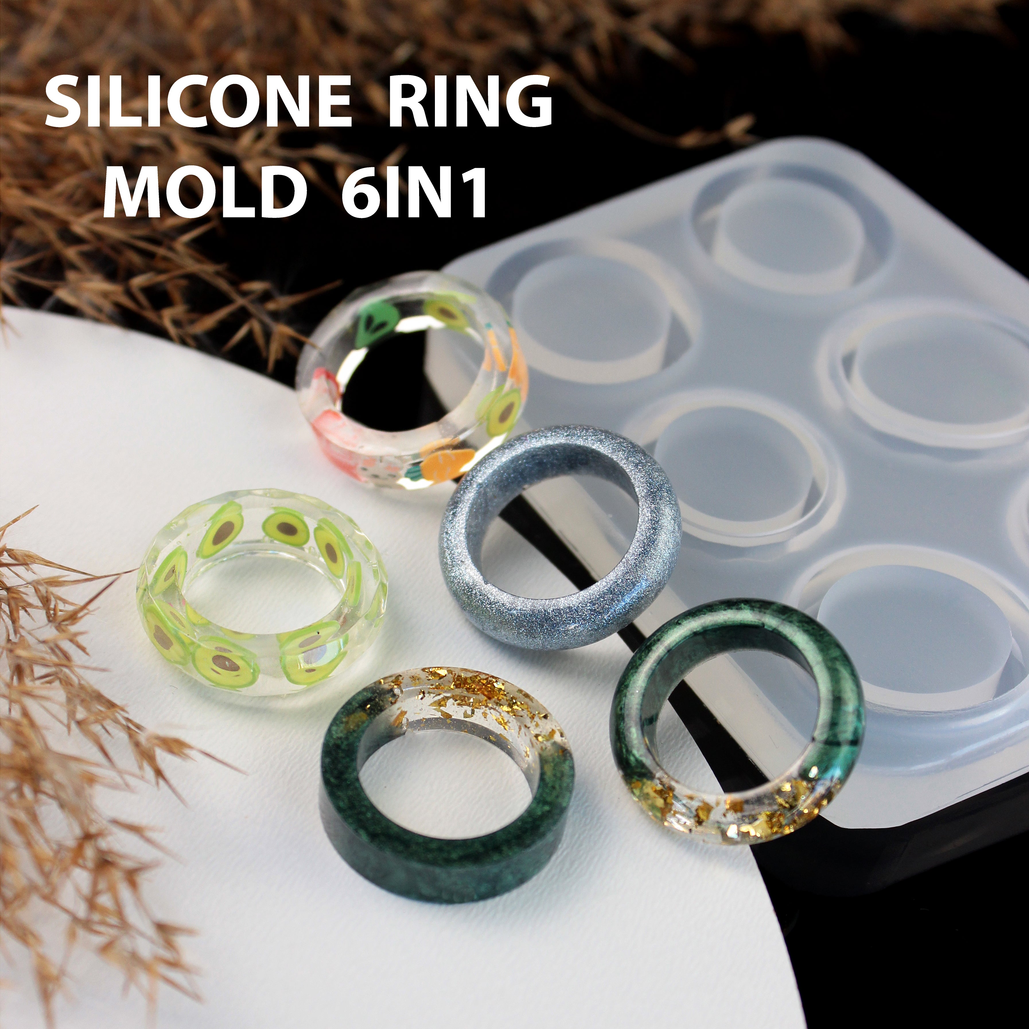 Silicone Ring Mold 6-in-1 for Epoxy Resin Crafts, Jewelry Making and DIY
